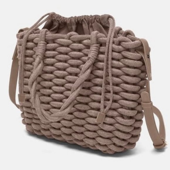Zara Handbags - Zara Woven Braided Rope Straw Tote Shopper Bag